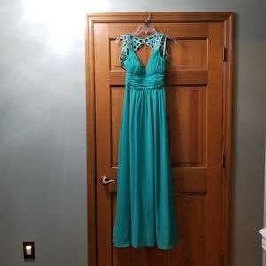 Backless jade formal gown